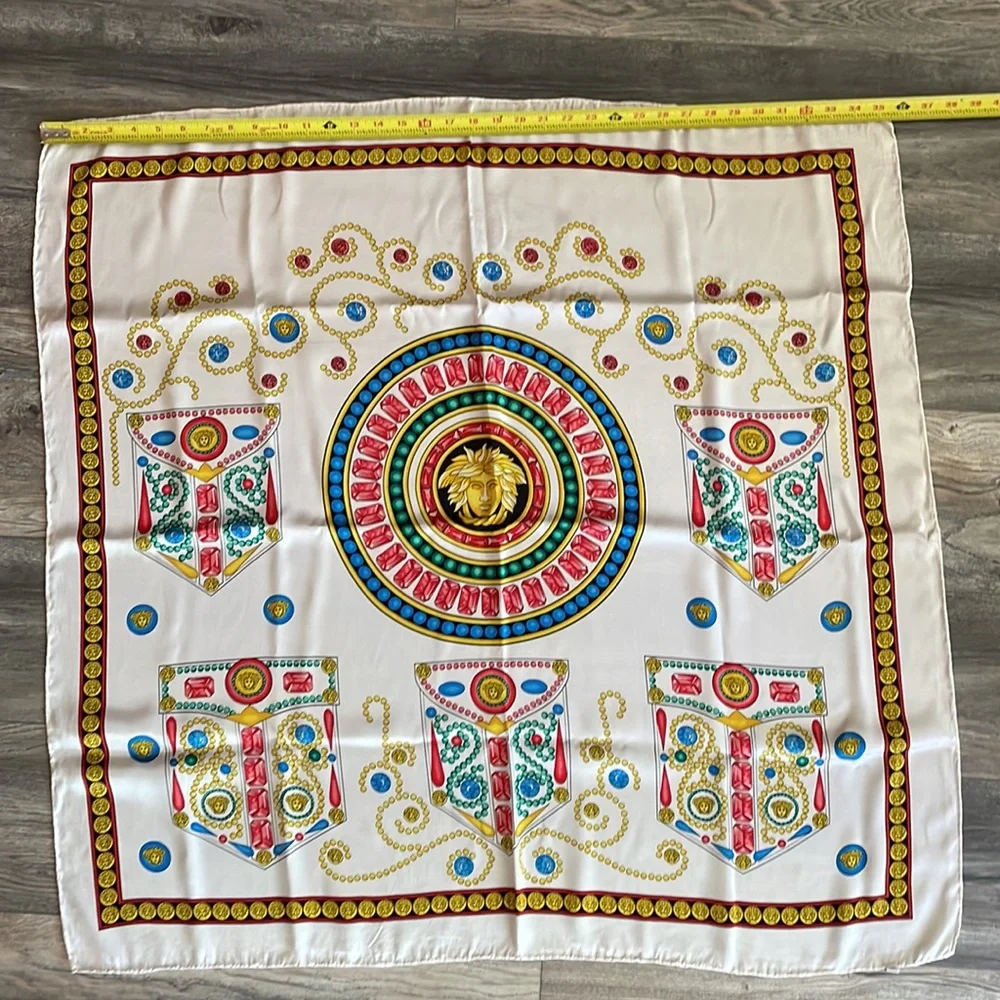 Vintage large multicolored Versace silk scarf